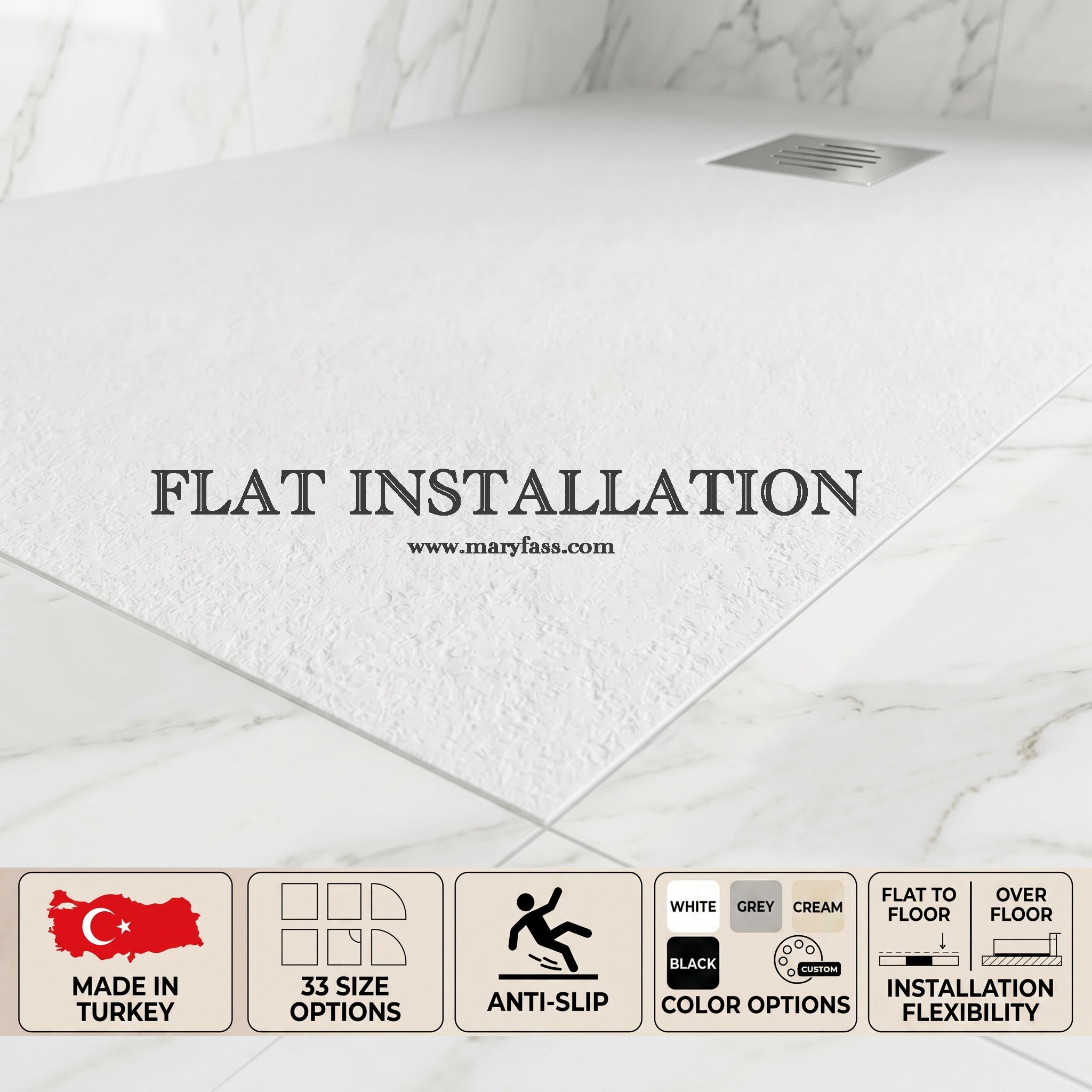 white resin stone shower tray manufacturer in Turkiye